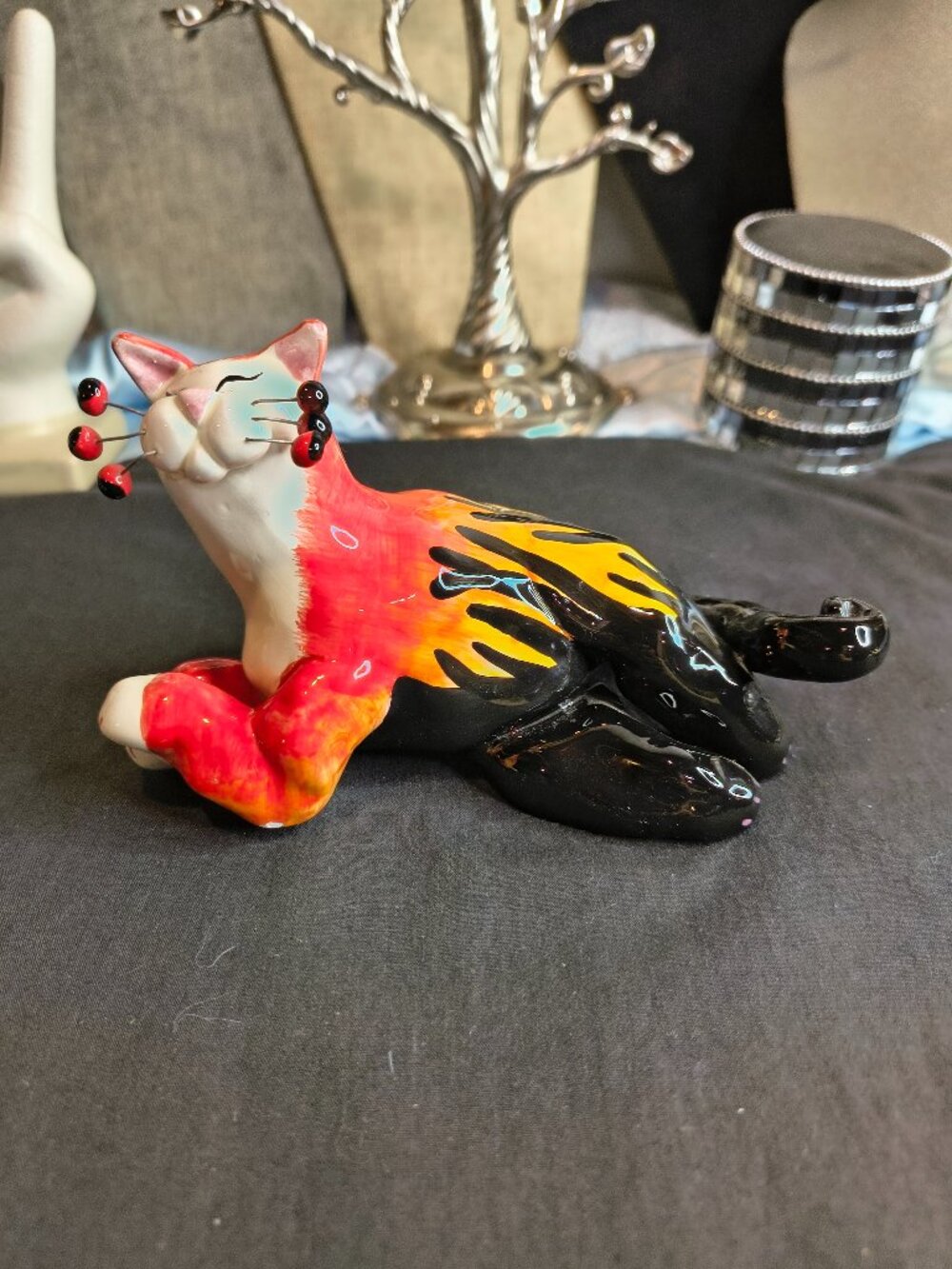 Vintage 2001 Annaco Creations Flame Cat Figure